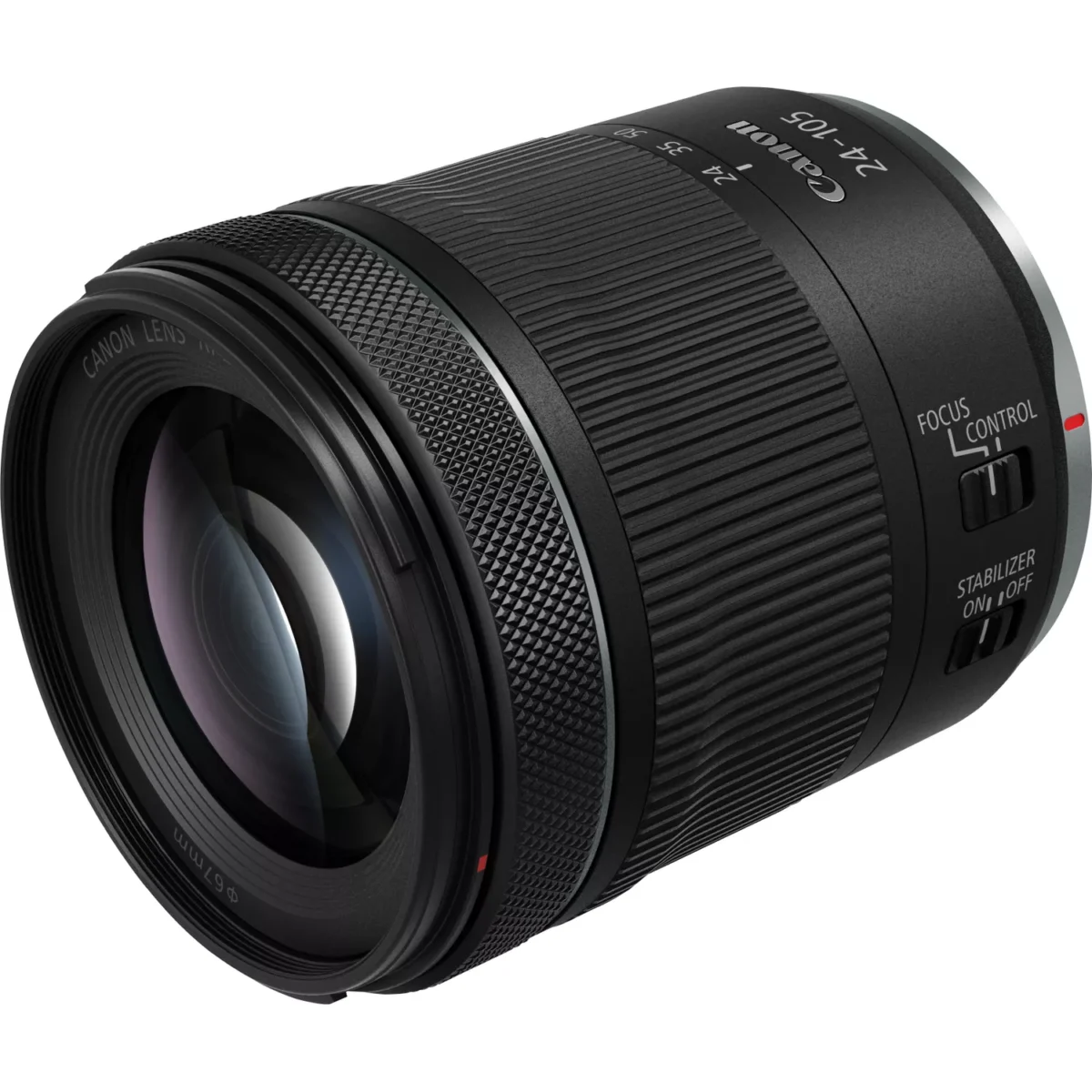 Canon RF 24 105mm F4 7.1 IS STM Lens Front Side View