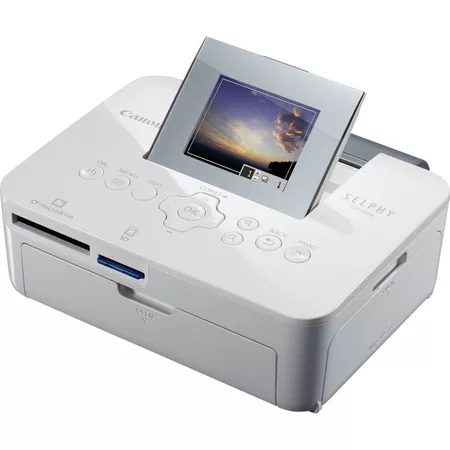 canon selphy cp1000 colour portable photo printer white product right view with lcd