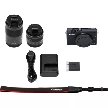 canon eos m200 body black ef m 15 45mm ef m 55 200mm lenses product what s in the